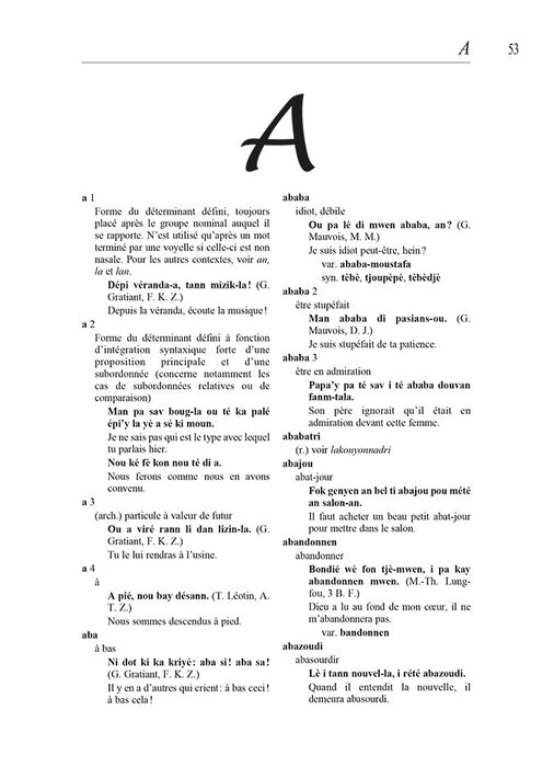 dictionnaire créole martiniquais - Editions Orphie
