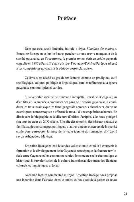 Atipa, l'audace des matins - Editions Ibis rouge