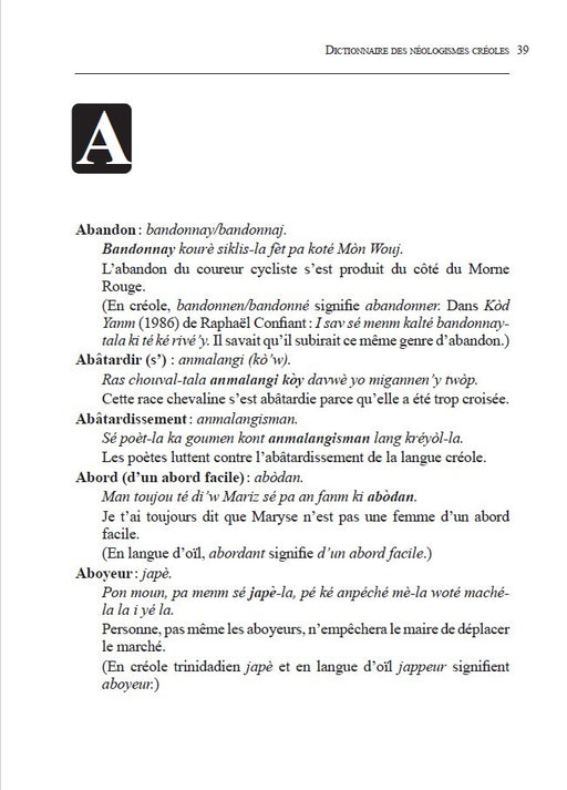 Dictionnaire des néologismes Créoles I Éditions Orphie