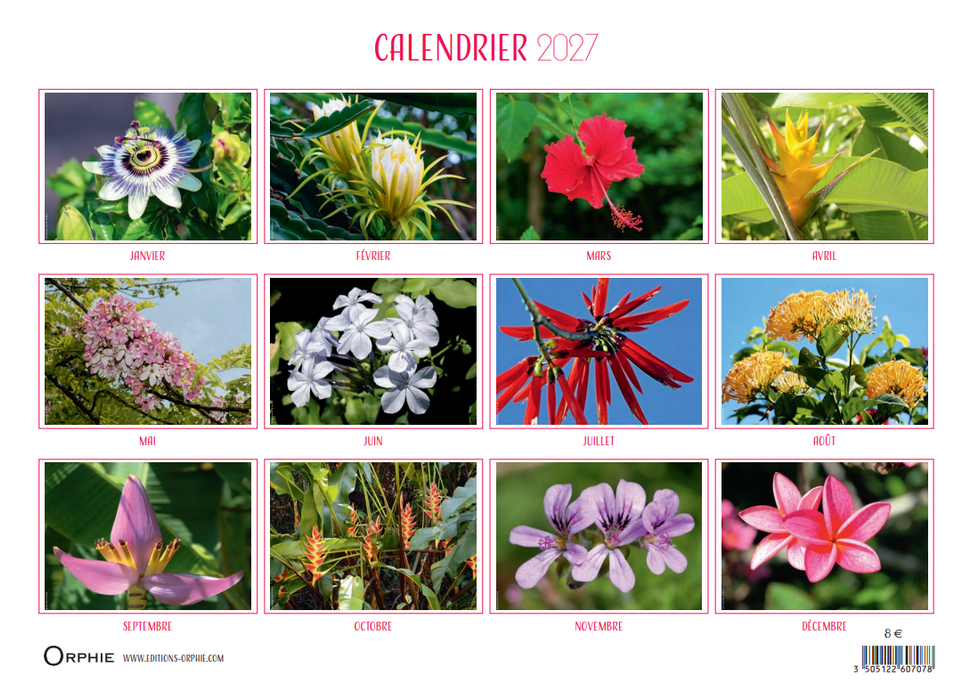Calendrier Fleurs tropicales 2027