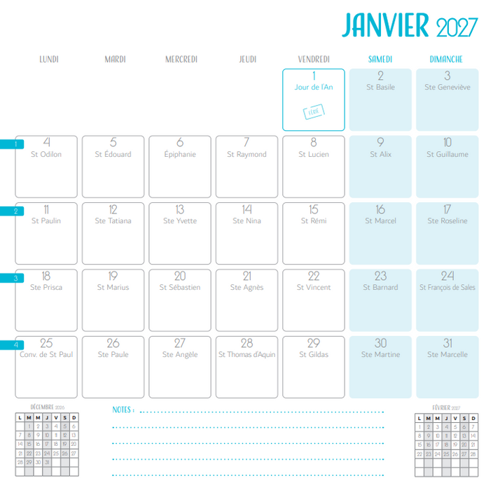 Grand calendrier - Merveilles de Guadeloupe 2027