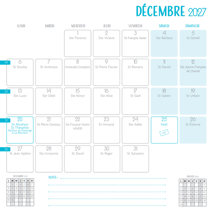 Grand calendrier - Merveilles de Guadeloupe 2027