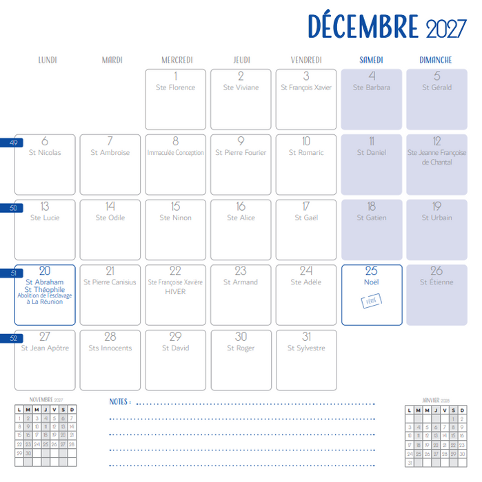 Grand calendrier - Merveilles de Guyane 2027