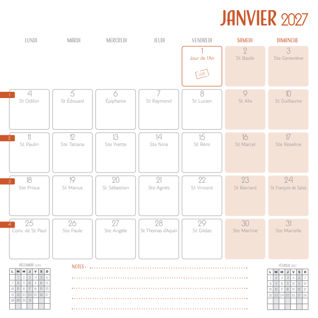Grand calendrier - Merveilles de Martinique 2027
