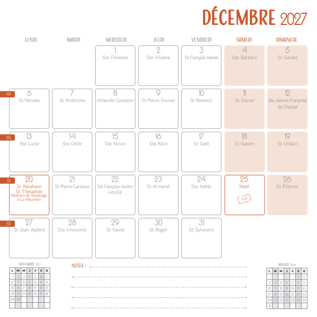 Grand calendrier - Merveilles de Martinique 2027