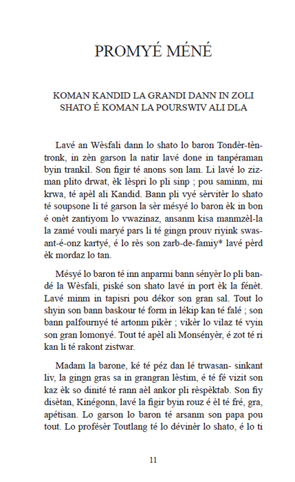 Kandid - Traduction en créole réunionnais