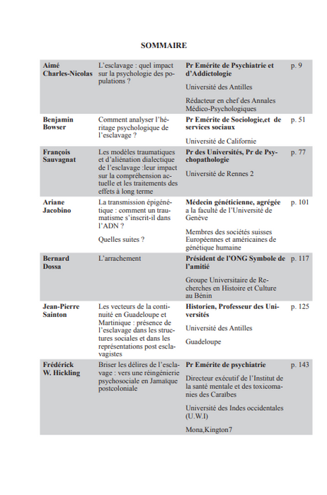 L’héritage psychologique de l’esclavage