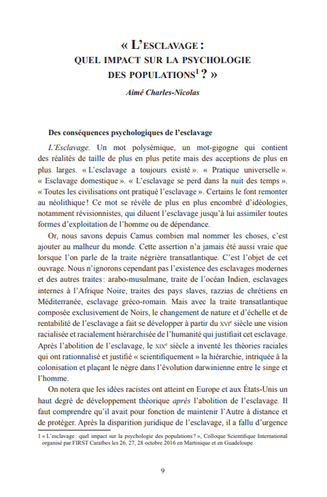 L’héritage psychologique de l’esclavage